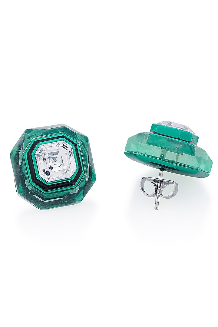 Green Crystal Enameled Stud Earrings by Isharya at Pernia's Pop Up Shop