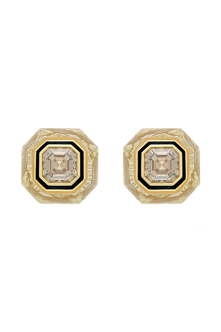 Gold Plated Crystal Enameled Stud Earrings by Isharya at Pernia's Pop Up Shop