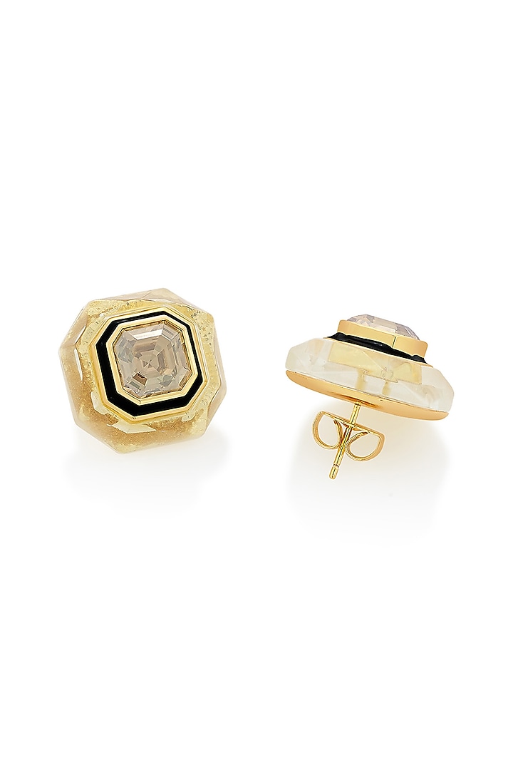 Gold Plated Crystal Enameled Stud Earrings by Isharya at Pernia's Pop Up Shop