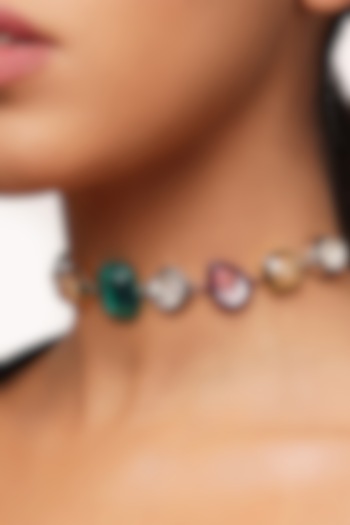 Gold Plated Multi-Colored Crystal Choker Necklace by Isharya at Pernia's Pop Up Shop