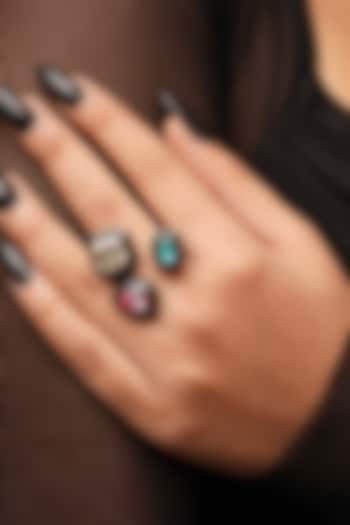 Black Multi-Colored Crystal Ring by Isharya