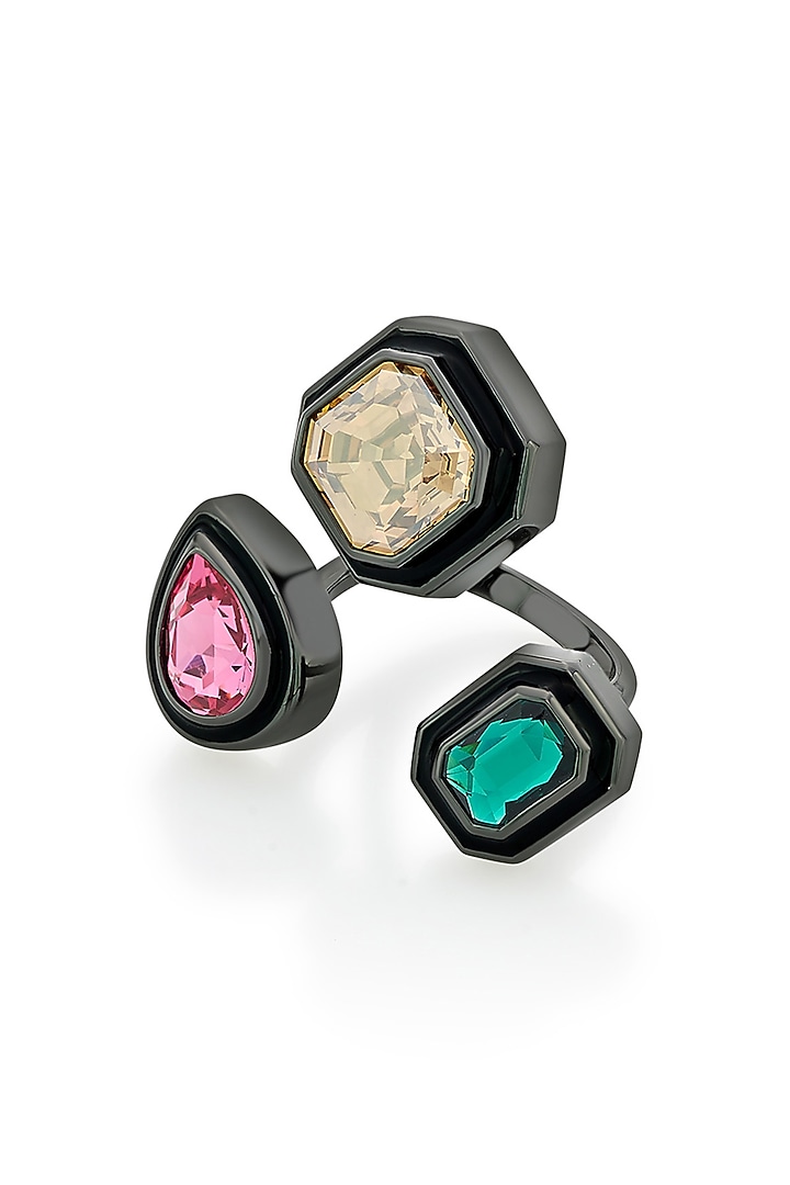 Black Multi-Colored Crystal Ring by Isharya at Pernia's Pop Up Shop