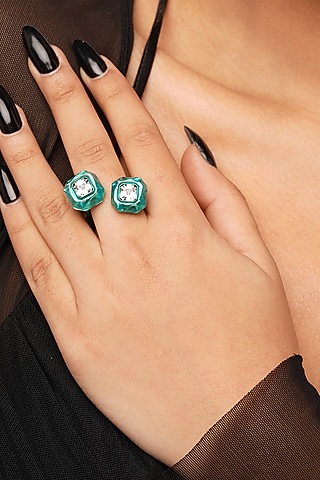 Green Crystal Open Ring by Isharya