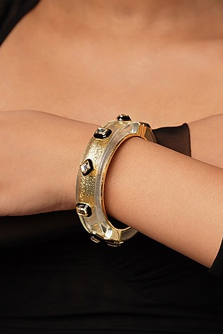 Gold Plated Mirror Enameled Bangle by Isharya