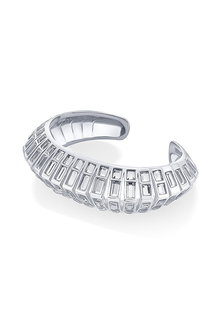 Silver Rhodium Finish Mirror Cuff by Isharya at Pernia's Pop Up Shop