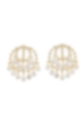 Gold Plated CZ Mirror Handcrafted Dangler Earrings by Isharya