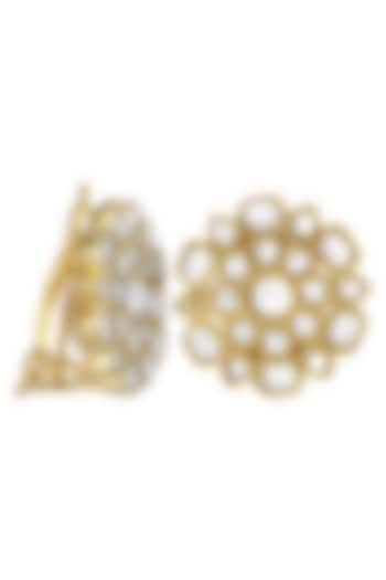 Gold Plated Mirror Stud Earrings by Isharya