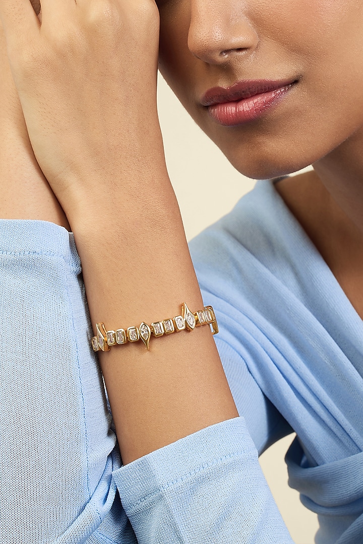 Gold Plated Mirror Tennis Girlie Bolo Bracelet by Isharya at Pernia's Pop Up Shop