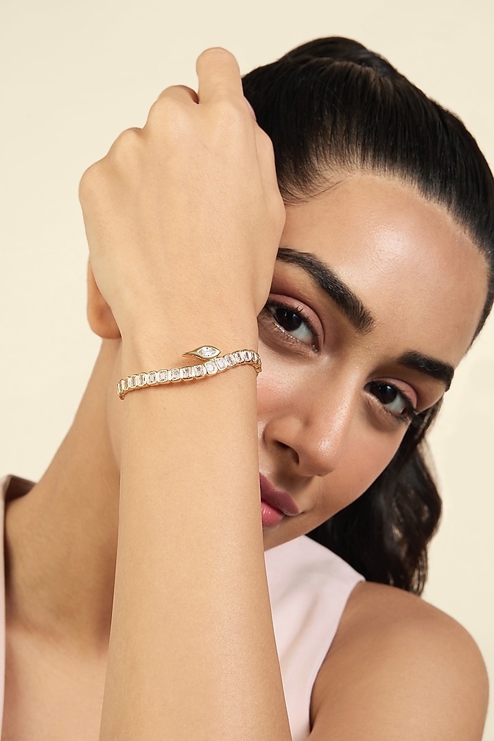 Gold Plated Mirror Open Cuff by Isharya at Pernia's Pop Up Shop