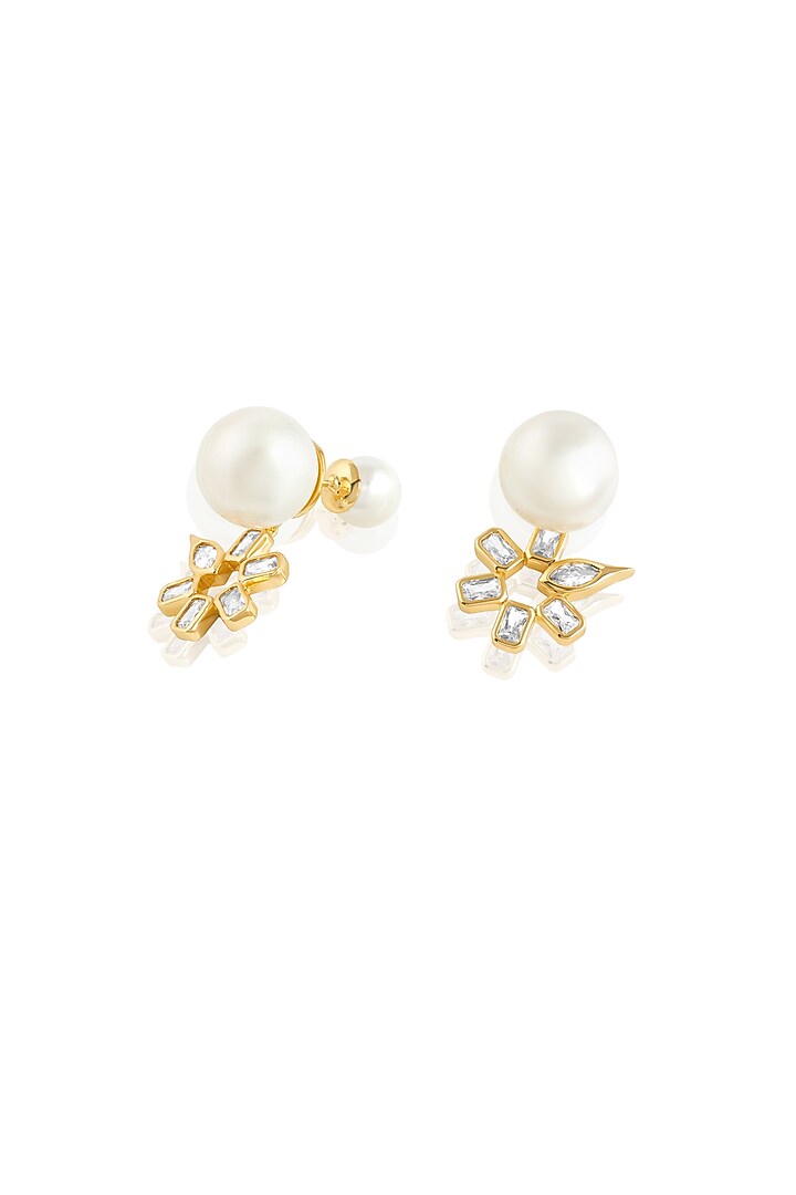 Gold Plated Mirror Punk Tennis Dangler Earrings by Isharya at Pernia's Pop Up Shop