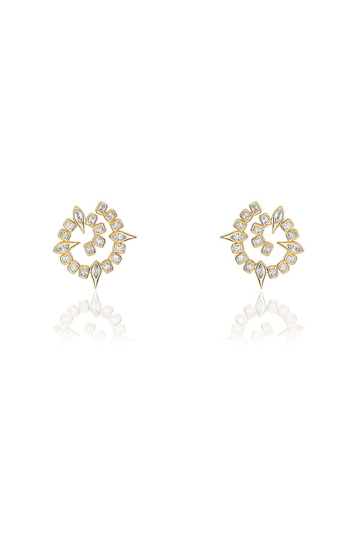 Gold Plated Mirror Tennis Stud Earrings by Isharya at Pernia's Pop Up Shop