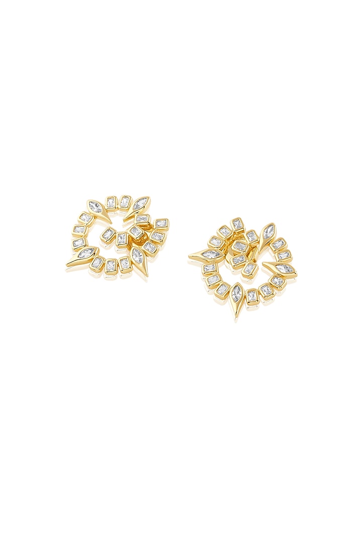 Gold Plated Mirror Tennis Stud Earrings by Isharya at Pernia's Pop Up Shop