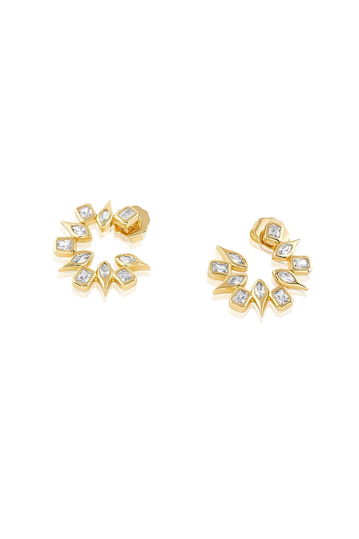 Gold Plated Mirror Tennis Stud Earrings by Isharya at Pernia's Pop Up Shop