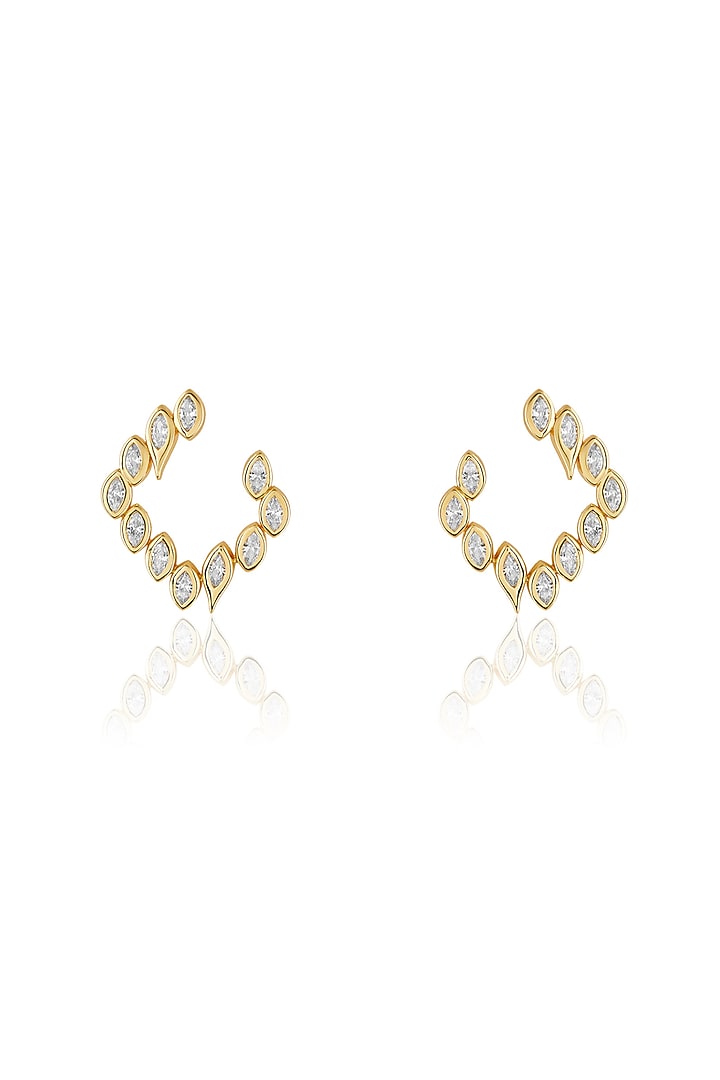 Gold Plated Mirror Tennis Square Stud Earrings by Isharya at Pernia's Pop Up Shop