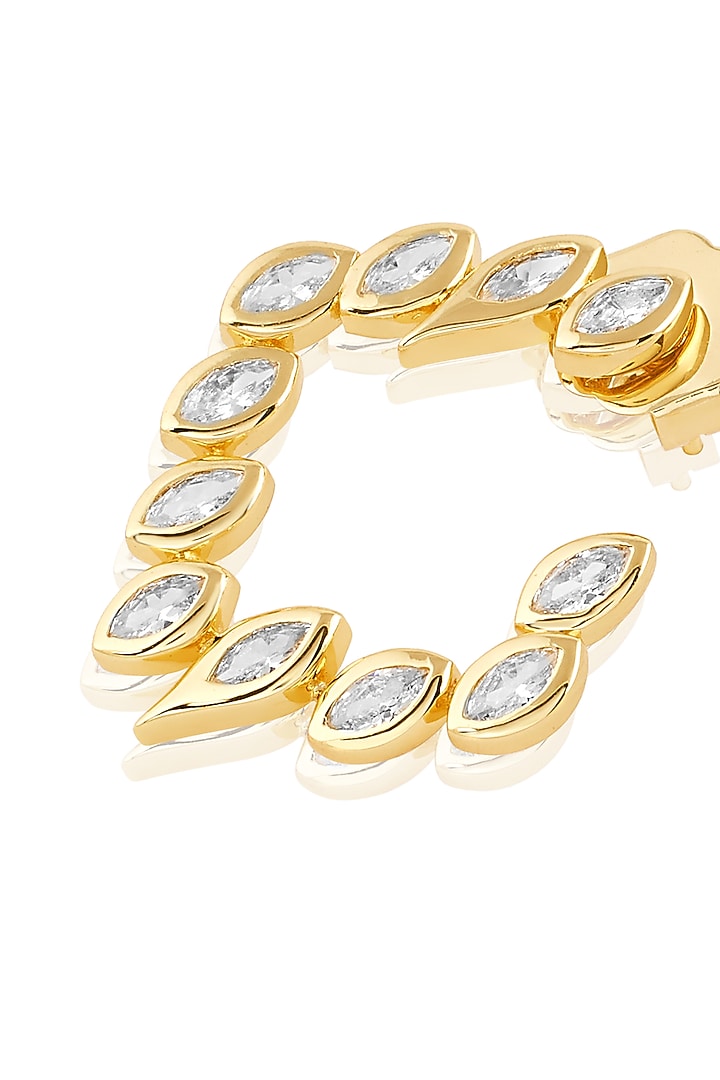 Gold Plated Mirror Tennis Square Stud Earrings by Isharya at Pernia's Pop Up Shop