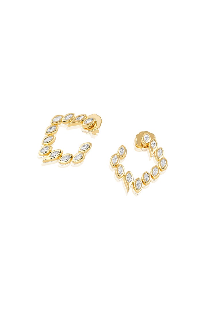 Gold Plated Mirror Tennis Square Stud Earrings by Isharya at Pernia's Pop Up Shop