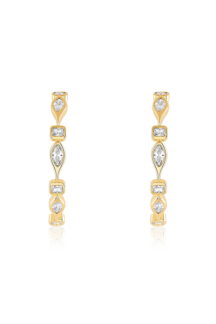 Gold Plated Mirror Tennis Hoop Earrings by Isharya at Pernia's Pop Up Shop