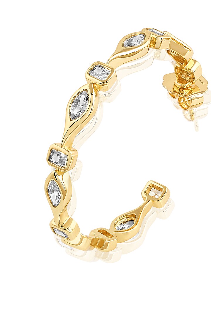 Gold Plated Mirror Tennis Hoop Earrings by Isharya at Pernia's Pop Up Shop