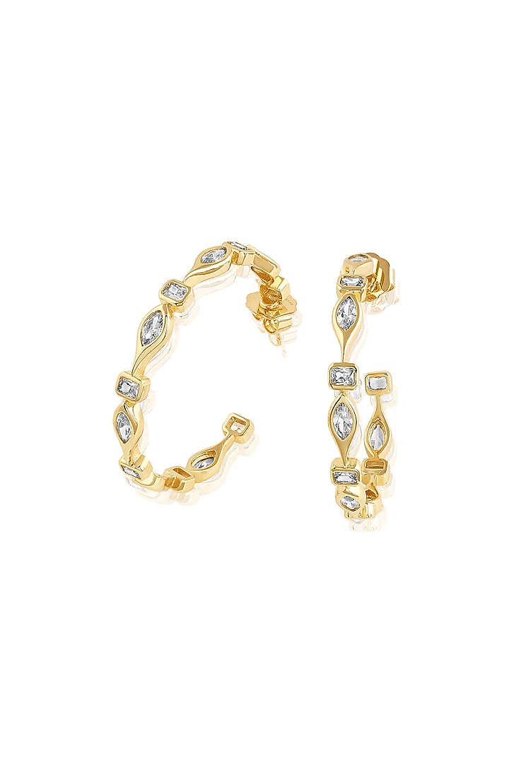 Gold Plated Mirror Tennis Hoop Earrings by Isharya at Pernia's Pop Up Shop