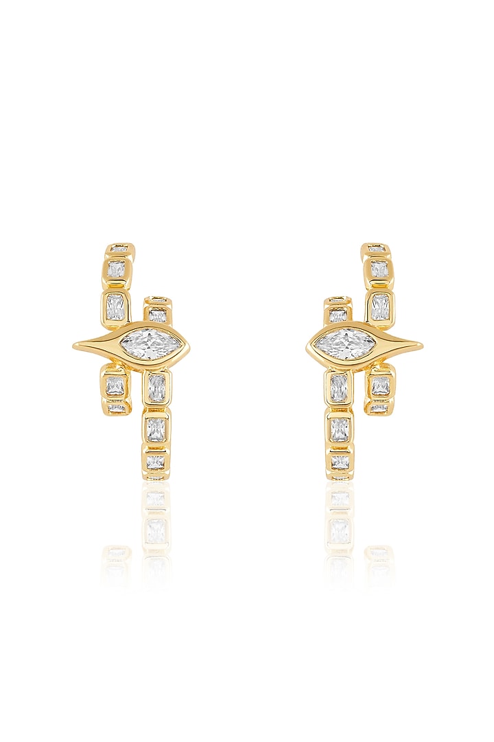 Gold Plated Mirror Tennis Eye Double Hoop Earrings by Isharya at Pernia's Pop Up Shop