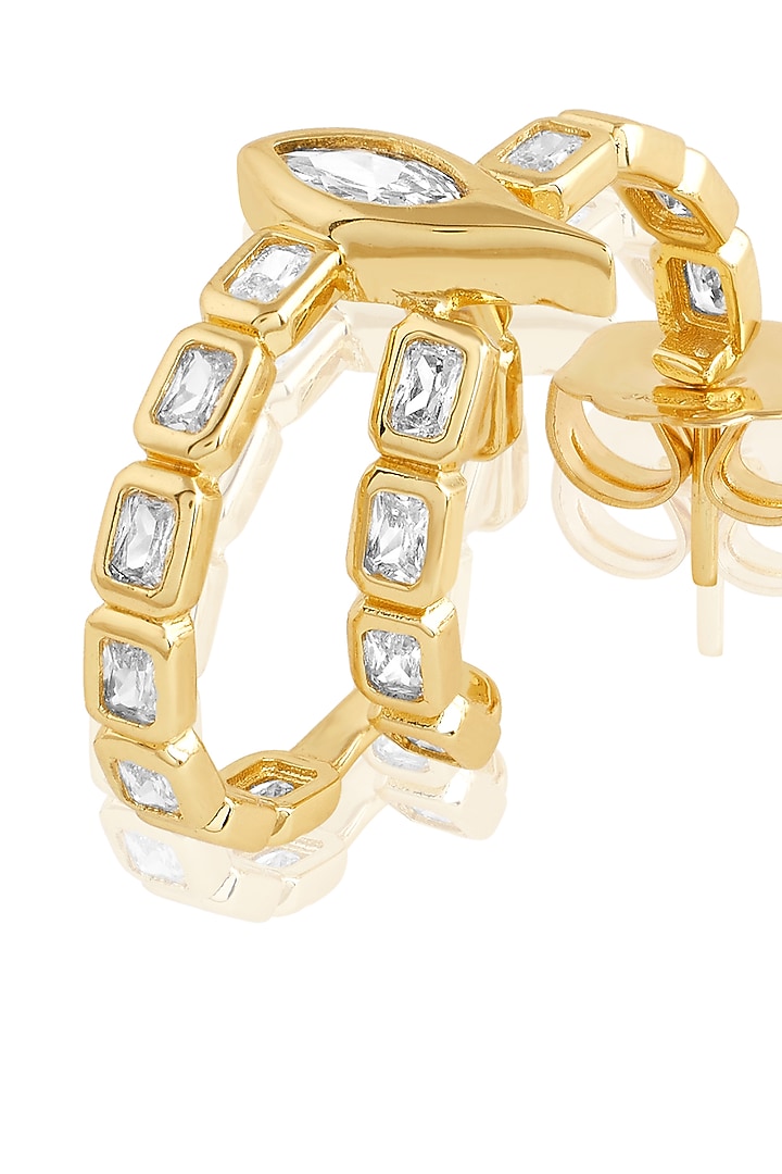 Gold Plated Mirror Tennis Eye Double Hoop Earrings by Isharya at Pernia's Pop Up Shop