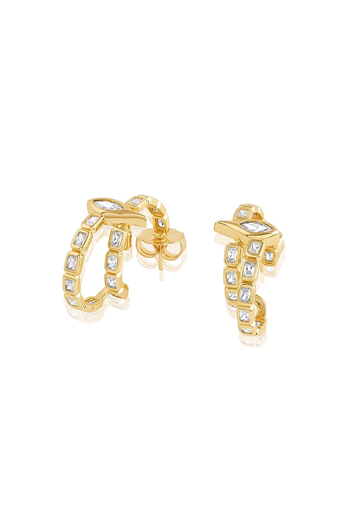 Gold Plated Mirror Tennis Eye Double Hoop Earrings by Isharya at Pernia's Pop Up Shop