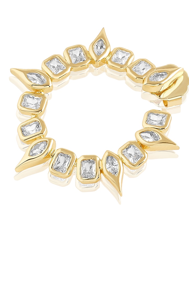 Gold Plated Mirror Tennis Spiral Stud Earrings by Isharya at Pernia's Pop Up Shop