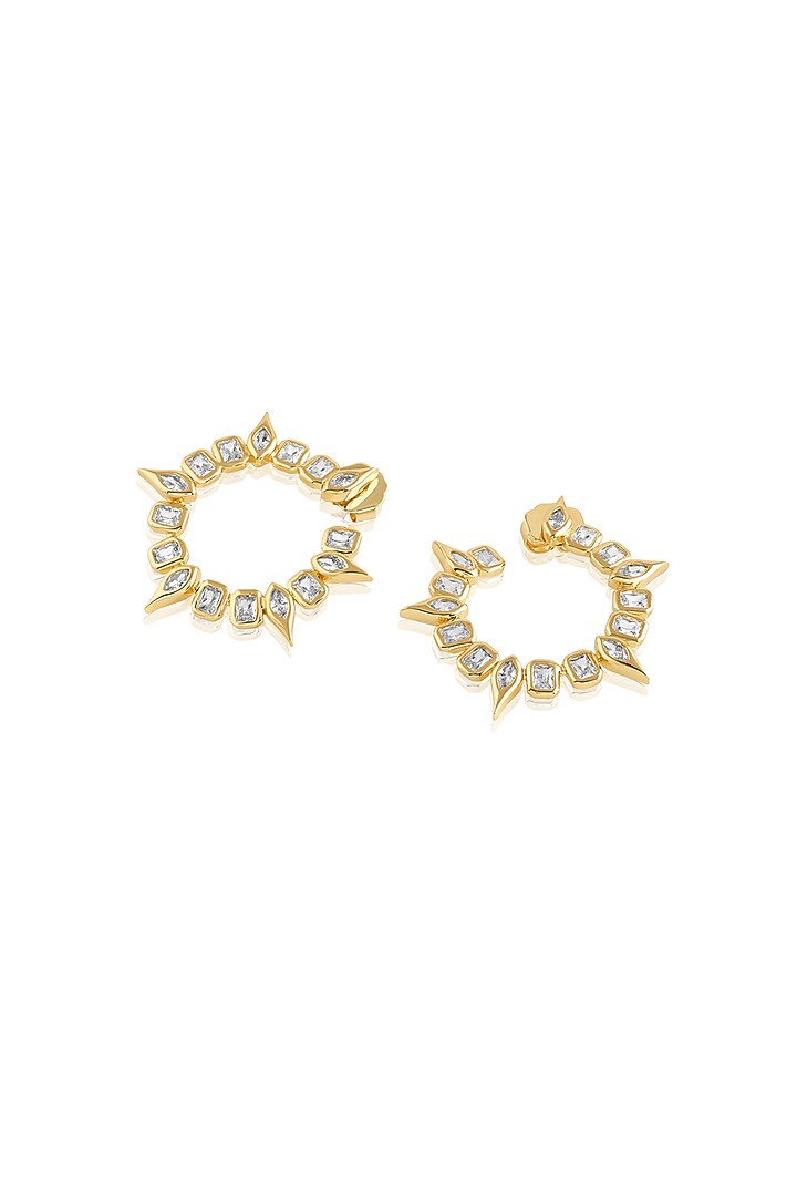 Gold Plated Mirror Tennis Spiral Stud Earrings by Isharya at Pernia's Pop Up Shop