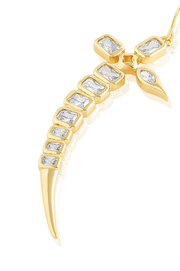 Gold Plated Mirror Tennis Sword Dangler Earrings by Isharya at Pernia's Pop Up Shop