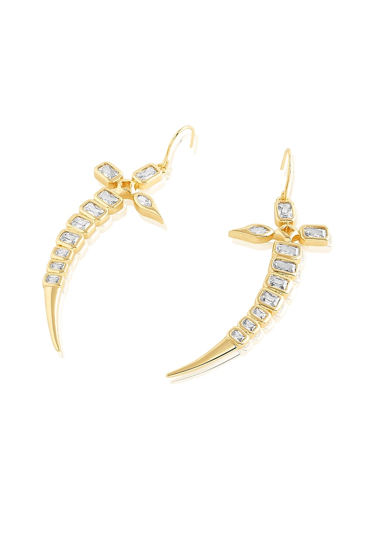 Gold Plated Mirror Tennis Sword Dangler Earrings by Isharya at Pernia's Pop Up Shop