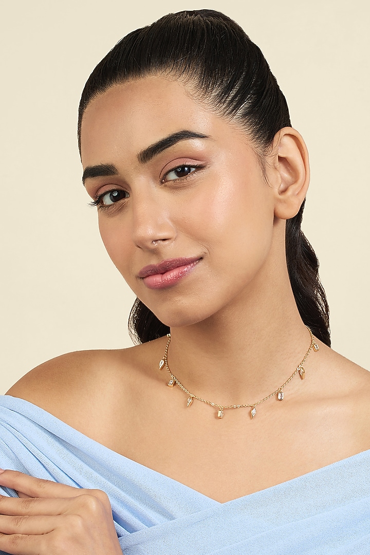 Gold Plated Mirror Tennis Charm Choker Necklace by Isharya at Pernia's Pop Up Shop
