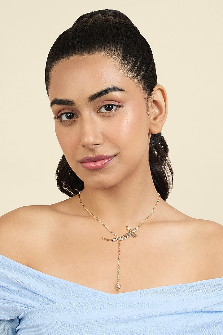 Gold Plated Mirror Tennis Sword Y Necklace by Isharya at Pernia's Pop Up Shop