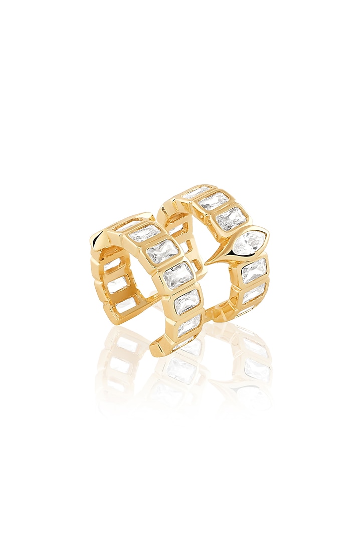 Gold Plated Mirror Tennis Open Ring by Isharya at Pernia's Pop Up Shop