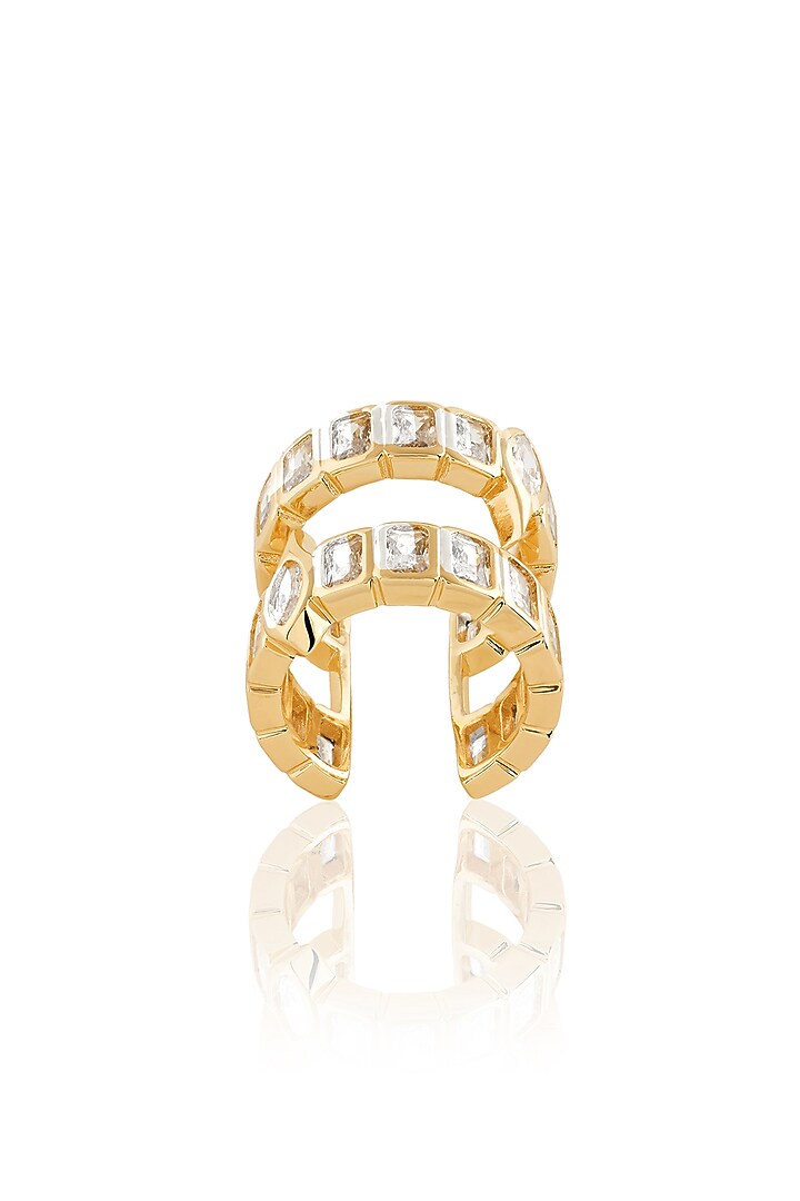 Gold Plated Mirror Tennis Open Ring by Isharya at Pernia's Pop Up Shop