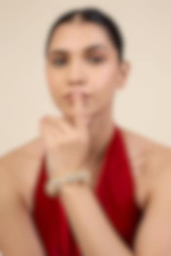 Gold Plated White Crystal Open Ball Cuff by Isharya at Pernia's Pop Up Shop