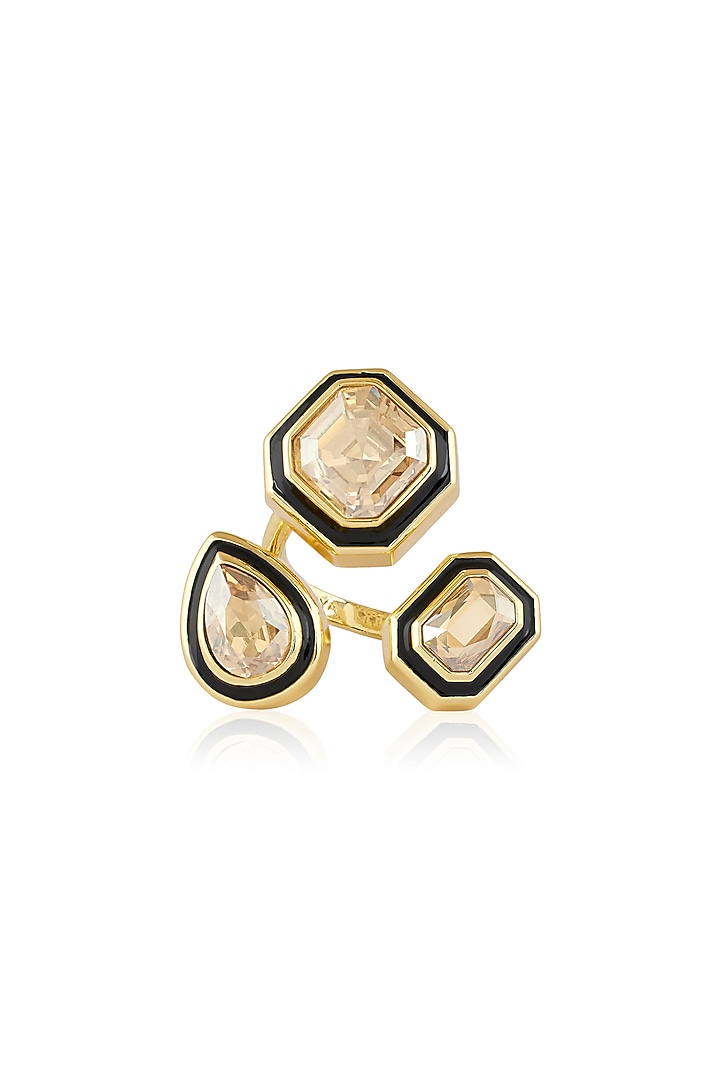 Gold Plated Crystal Enameled Front-Open Ring by Isharya at Pernia's Pop Up Shop