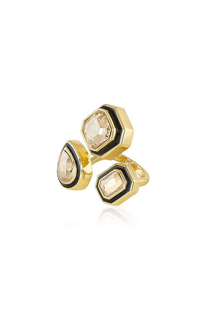 Gold Plated Crystal Enameled Front-Open Ring by Isharya at Pernia's Pop Up Shop