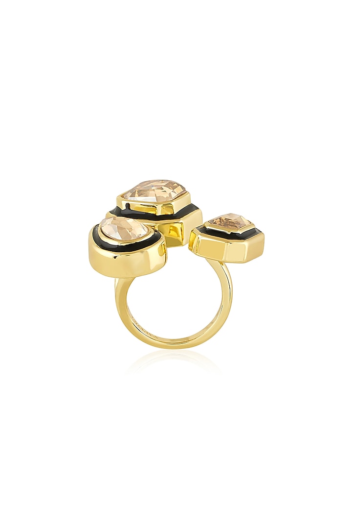 Gold Plated Crystal Enameled Front-Open Ring by Isharya at Pernia's Pop Up Shop