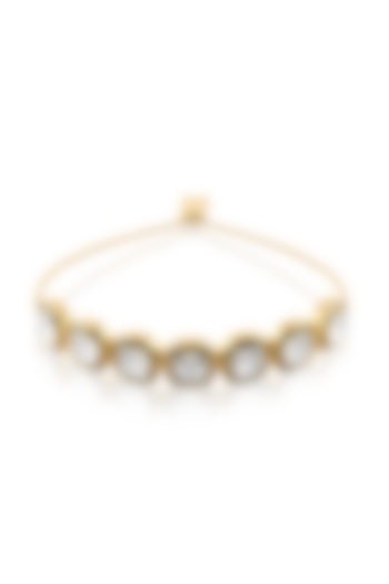 Gold Plated White Crystal Enameled Bracelet by Isharya at Pernia's Pop Up Shop