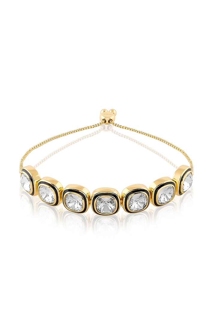 Gold Plated White Crystal Enameled Bracelet by Isharya at Pernia's Pop Up Shop