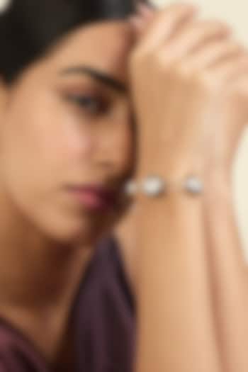Gold Plated White Crystal Enameled Bracelet by Isharya at Pernia's Pop Up Shop