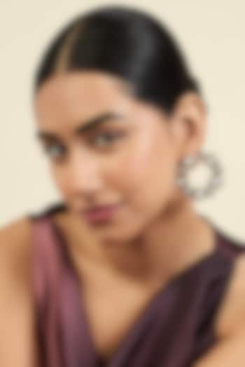 Gold Plated White Crystal Enameled Stud Earrings by Isharya at Pernia's Pop Up Shop