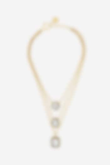 Gold Finish Crystal Layered Necklace by Isharya