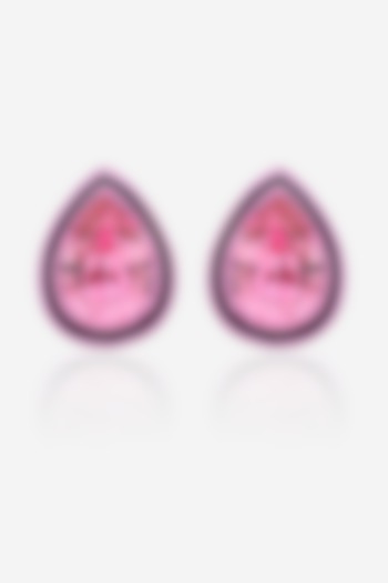 Pink Crystal Enamelled Stud Earrings by Isharya at Pernia's Pop Up Shop