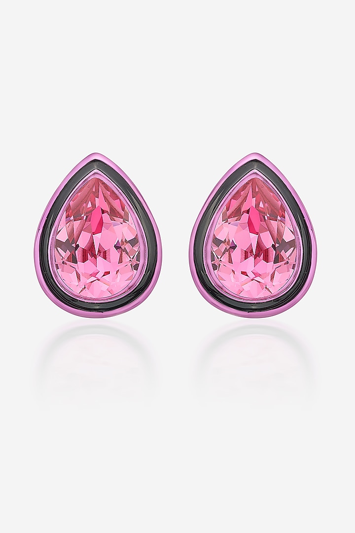Pink Crystal Enamelled Stud Earrings by Isharya at Pernia's Pop Up Shop