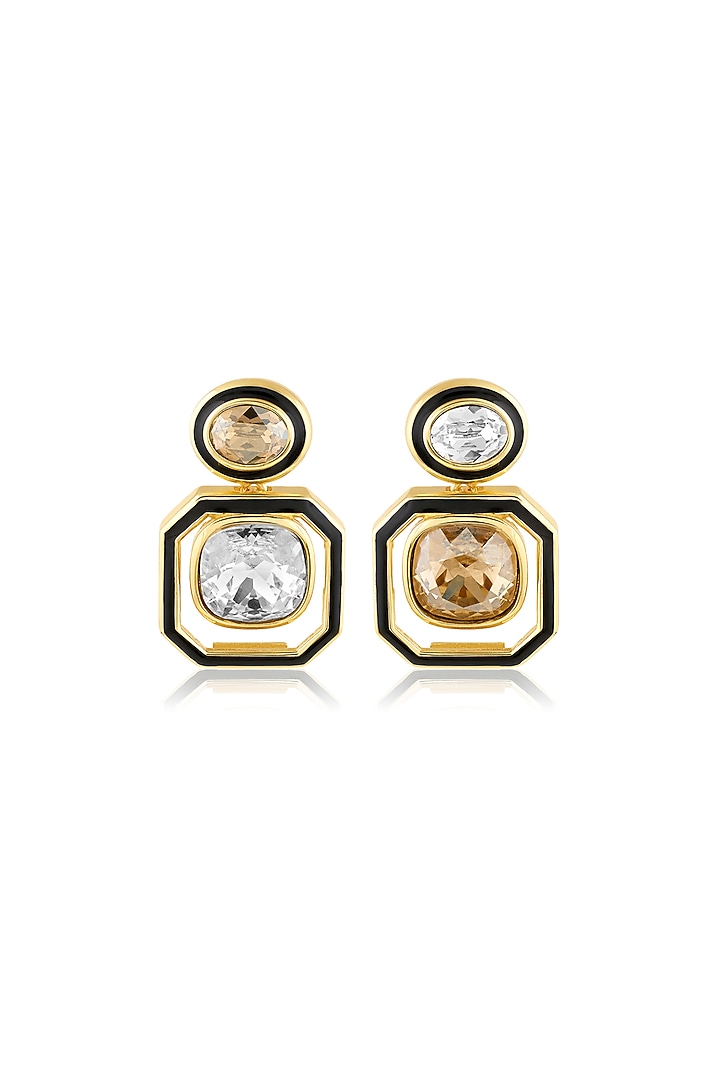 Gold Plated Oceanus Mismatched Enamelled Dangler Earrings by Isharya at Pernia's Pop Up Shop