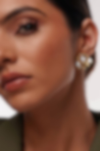 Gold Plated Mirror Enamelled Stud Earrings by Isharya