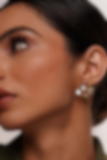 Gold Plated Mirror Enamelled Stud Earrings by Isharya at Pernia's Pop Up Shop