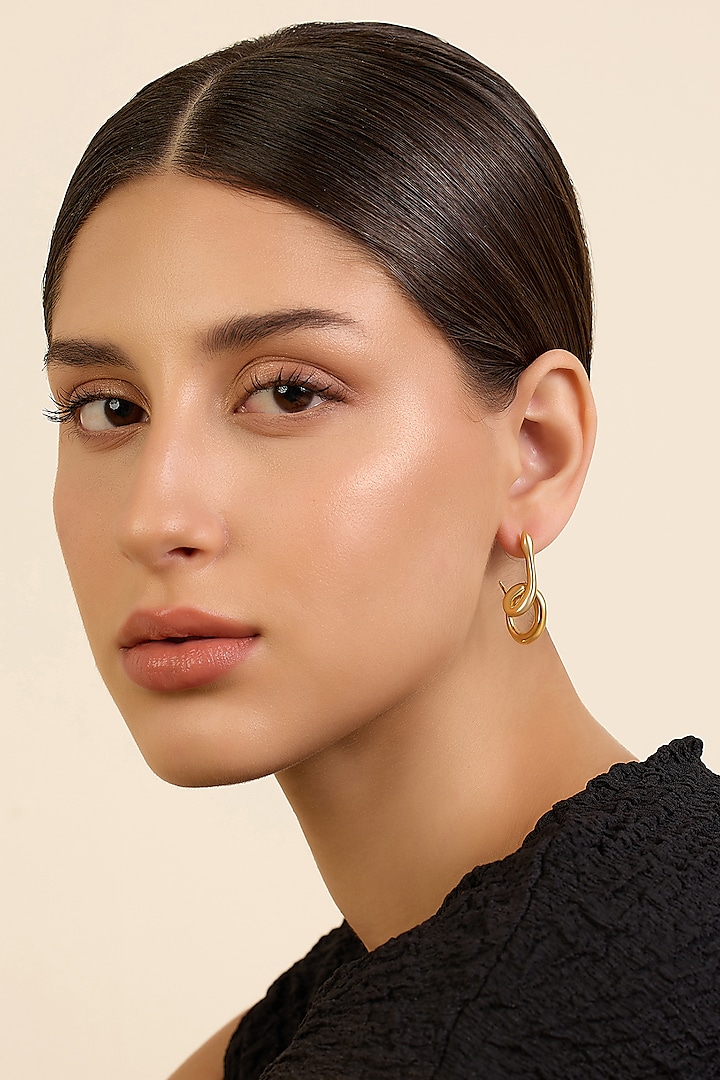 Gold Plated Synthetic Stone Slither Hoop Earrings by Isharya