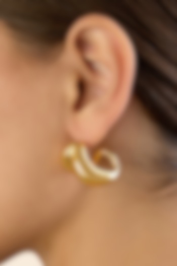 Gold Plated Synthetic Stone Hoop Earrings by Isharya at Pernia's Pop Up Shop